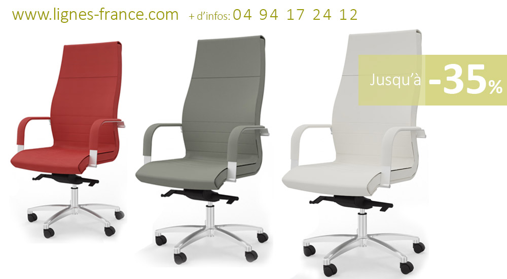 Fauteuil direction cuir ergonomique rouge, taupe, blanc COMMODORE